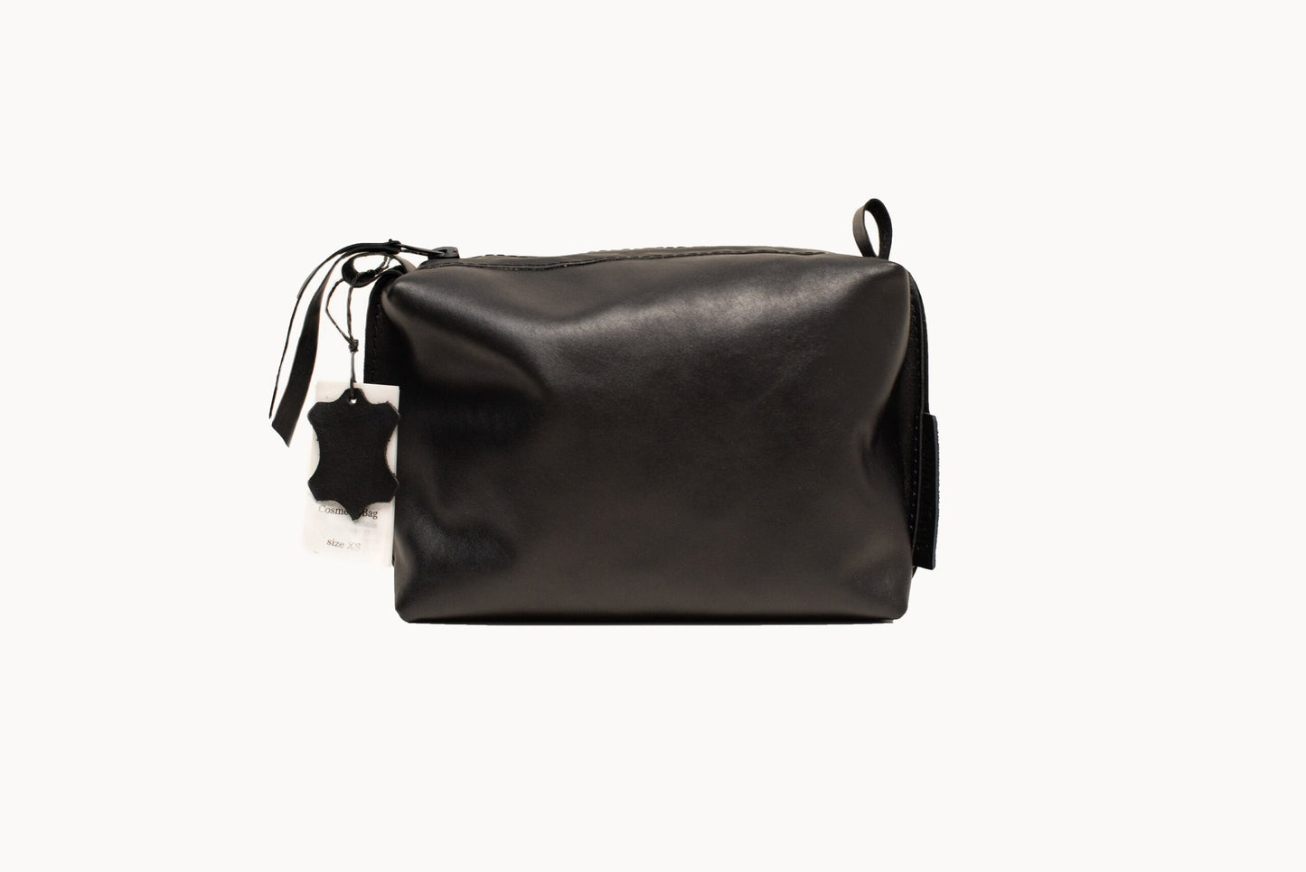 Leather Cosmetic Bag, Black - Medium