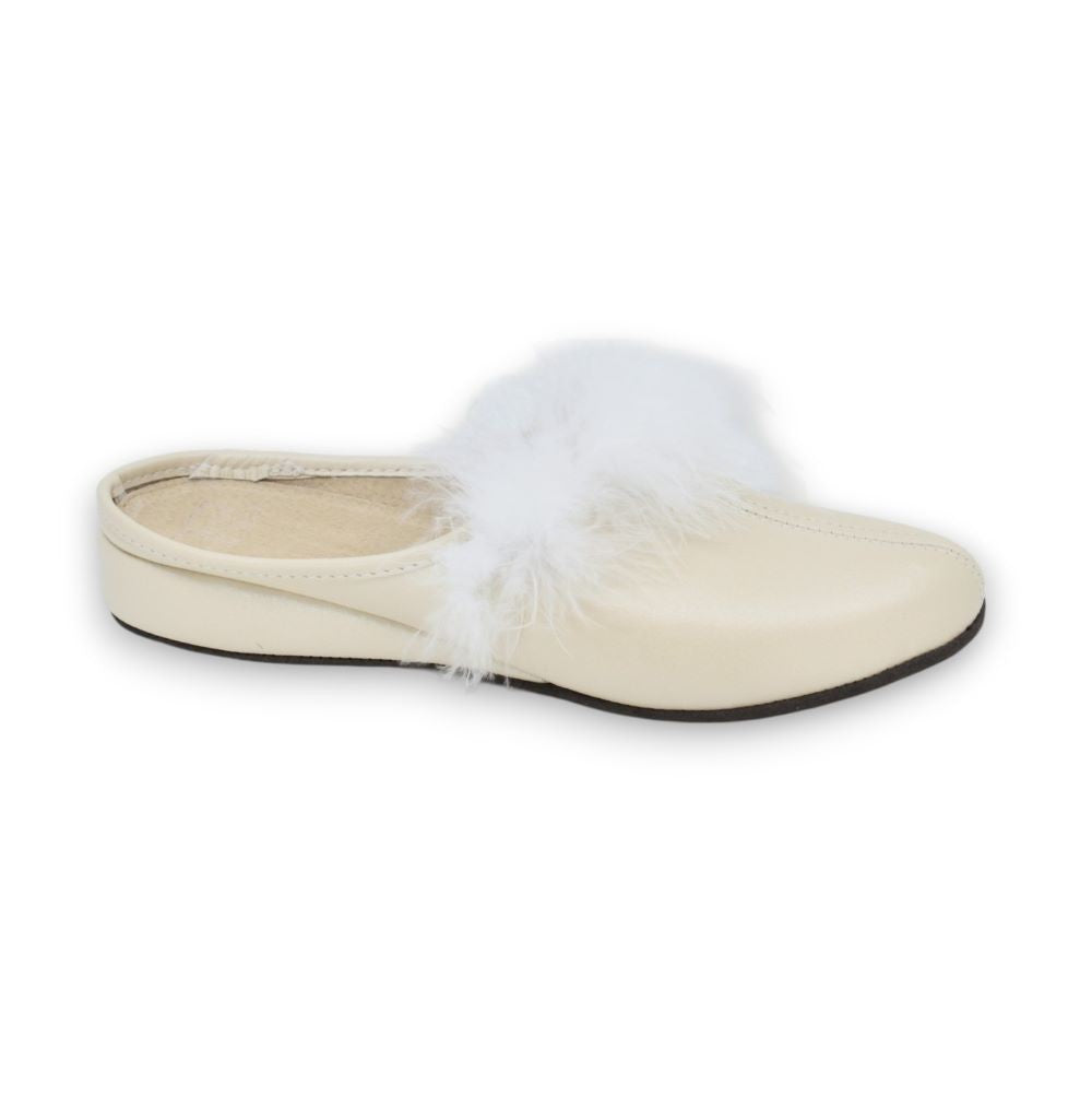Trinity leather women’s slippers – Champagne