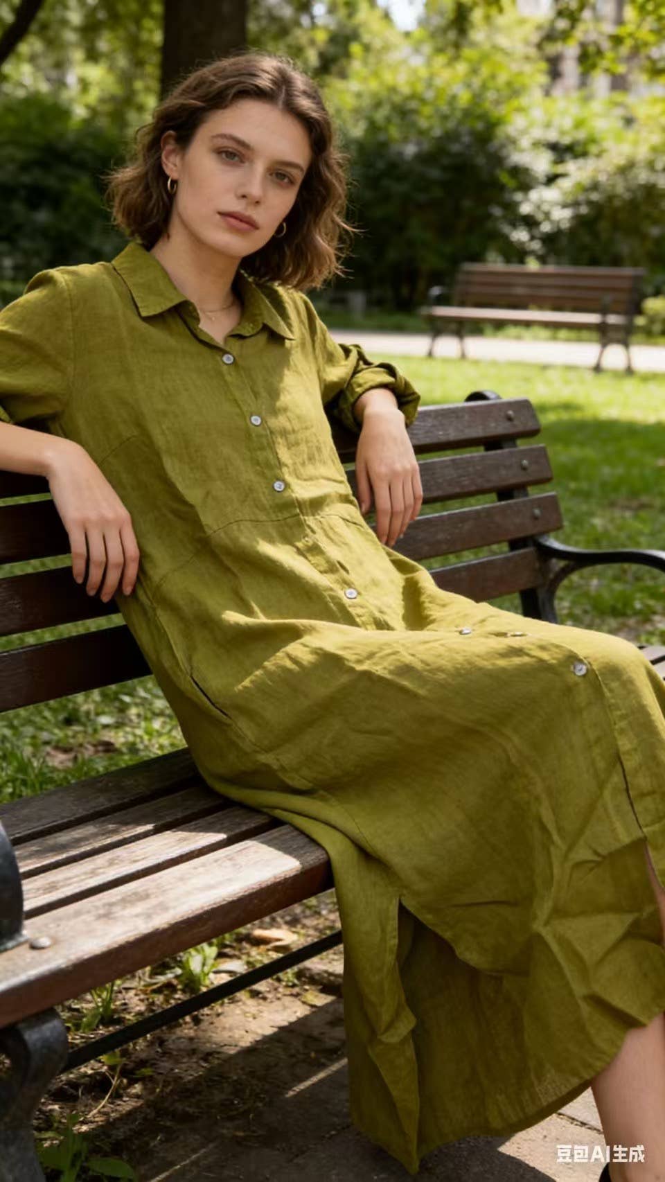 Naisten pitkä pellavainen paitamekko – musta, yksi koko 38–44