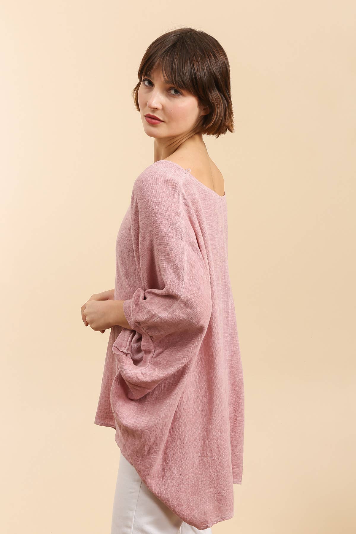 Ylisuuri pellavapaita – luonnonbeige, 100 % pellavaa, yksi koko (36–50)