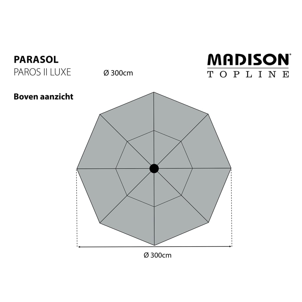 Madison Puutarha-aurinkovarjo Paros II Luxe 300 cm harmaa