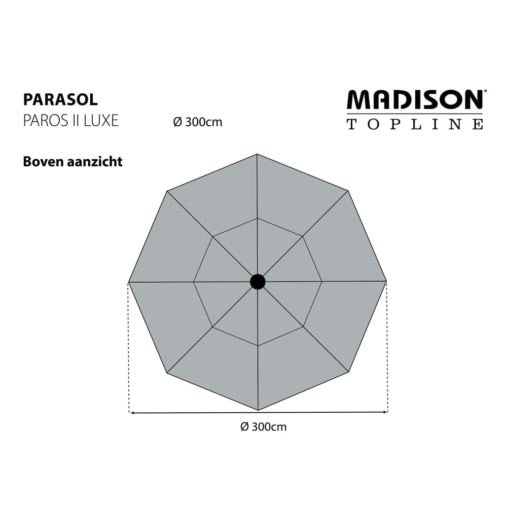 Madison Puutarha-aurinkovarjo Paros II Luxe 300 cm salvianvihreä