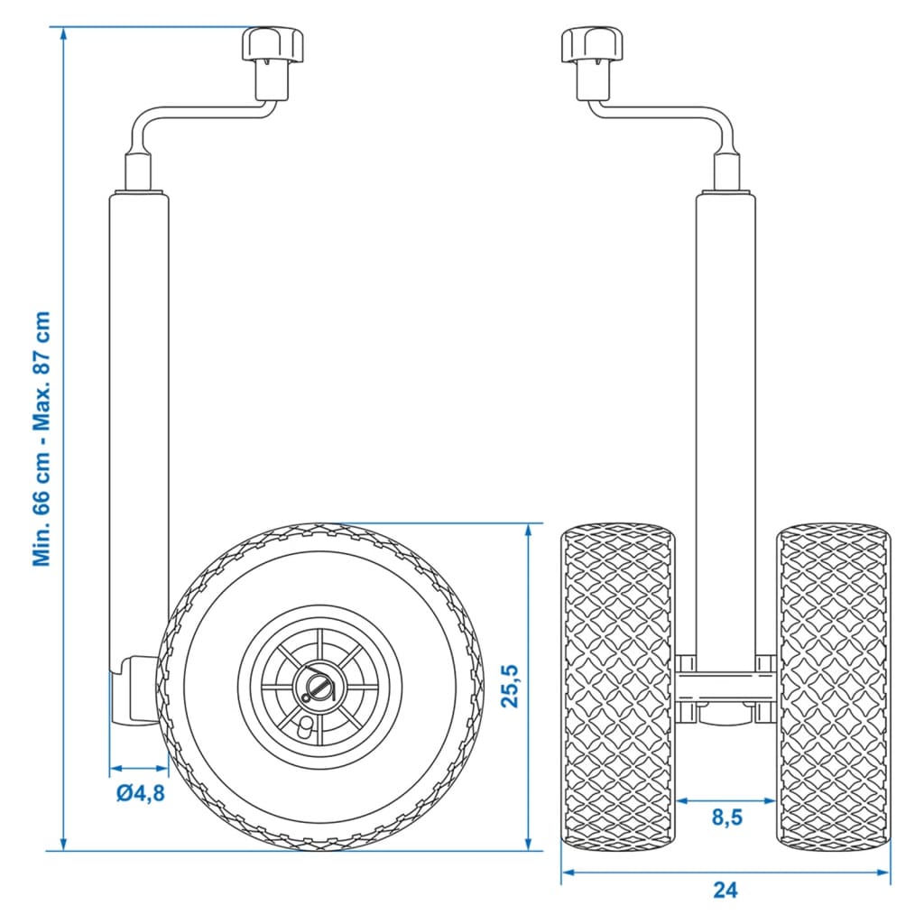 ProPlus Tuplanokkapyörä muovivanteella ja ilmarenkaalla 26x8,5 cm