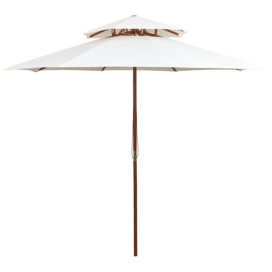 2-layer Parasol 270x270 cm Wooden Pole Cream White