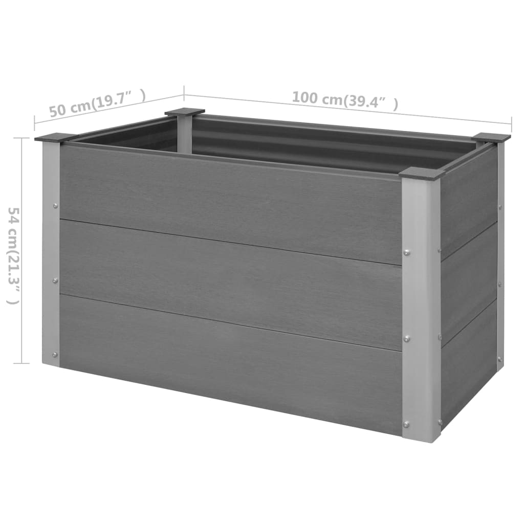 Garden raised flower box WPC 100x50x54 cm Grey