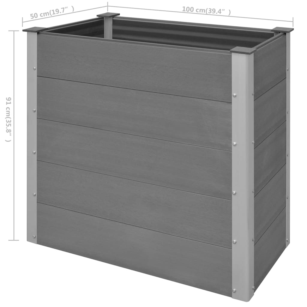 Garden raised flower box WPC 100x50x91 cm Grey