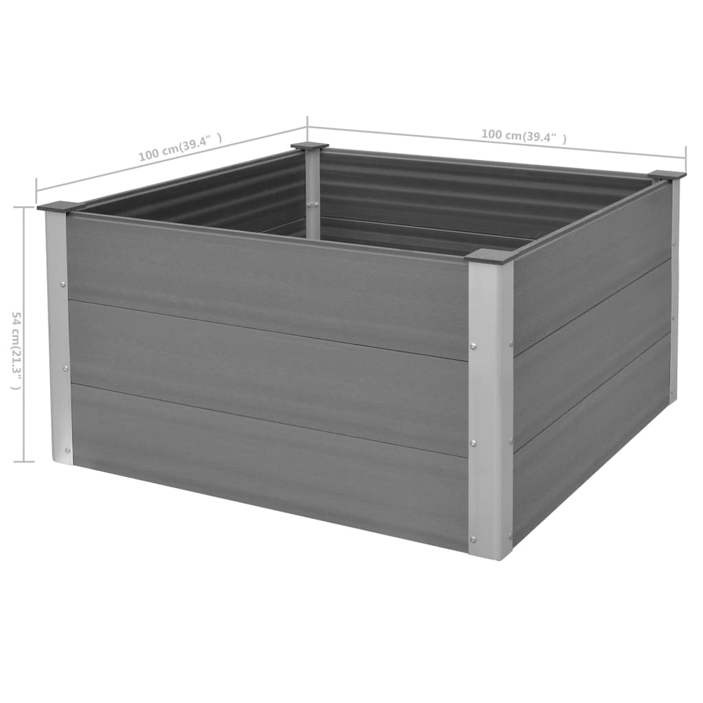 Garden raised flower box WPC 100x100x54 cm Grey