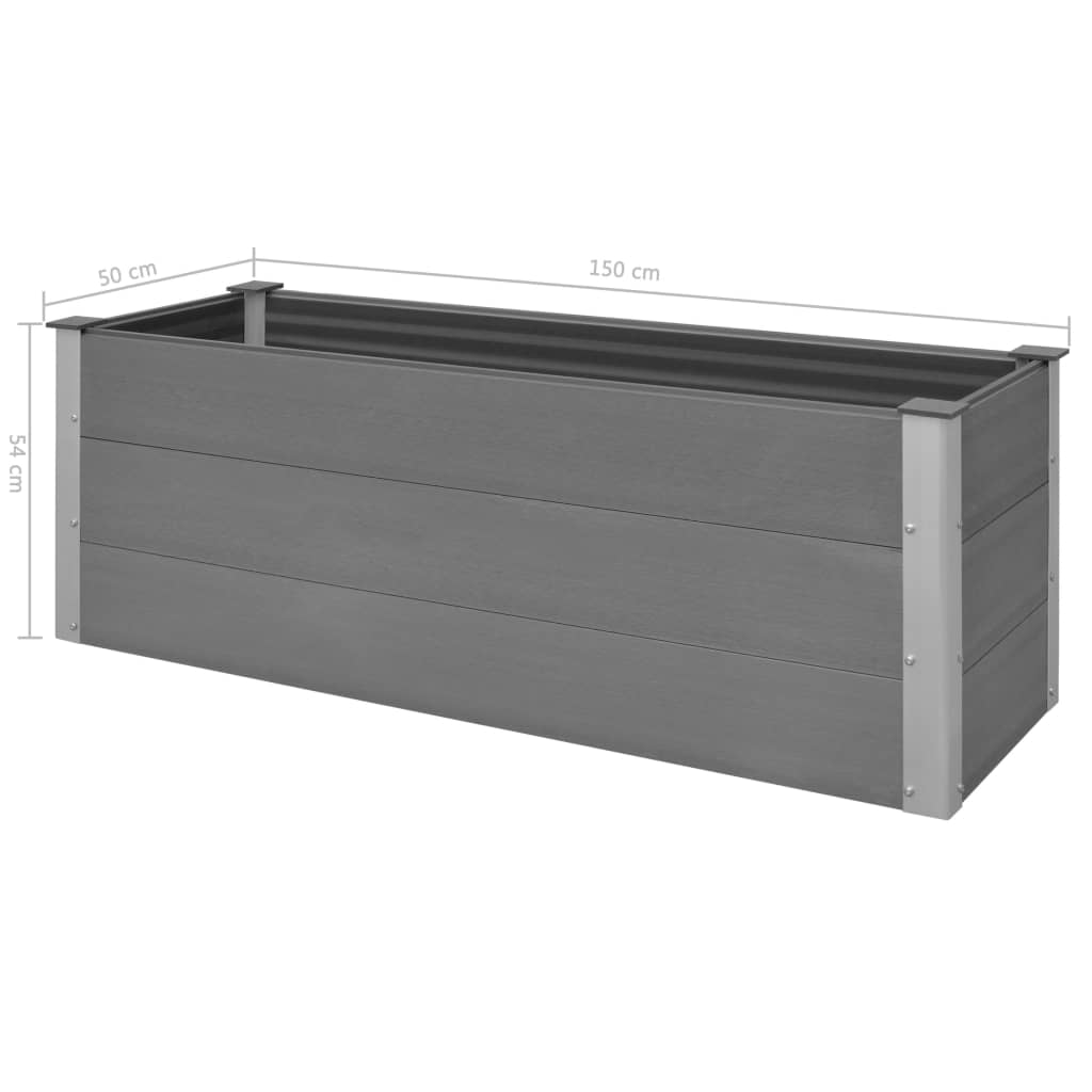 Garden raised flower box WPC 150x50x54 cm grey