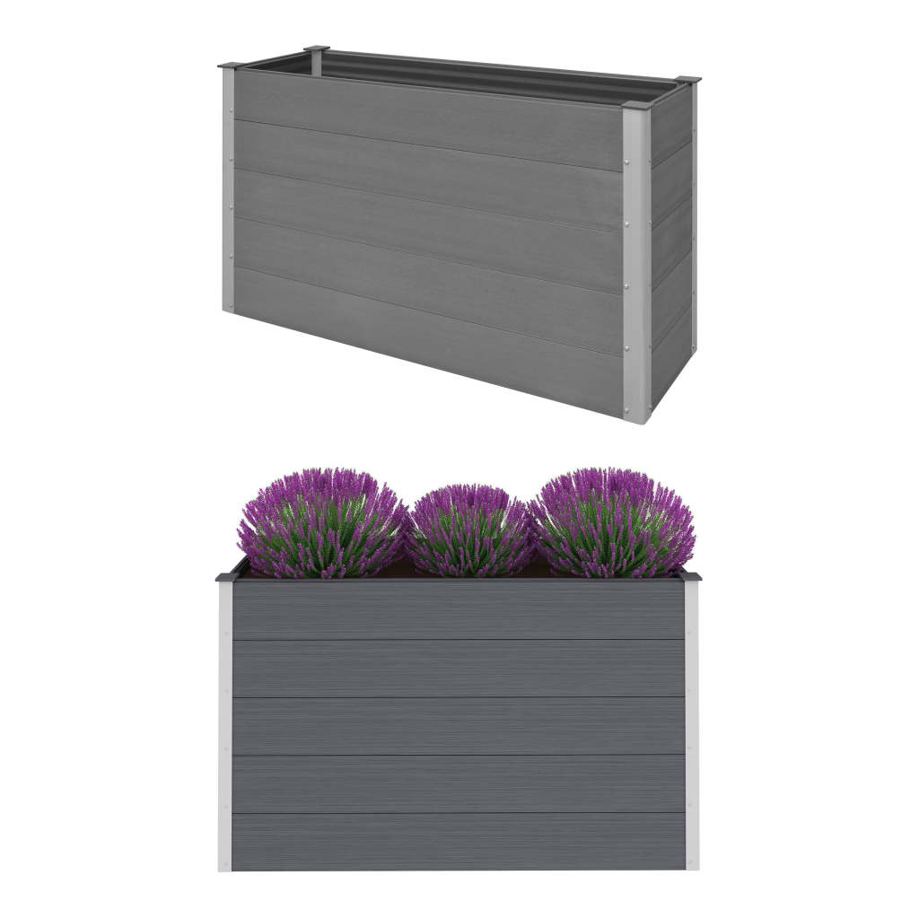 Garden raised flower box WPC 150x50x91 cm grey