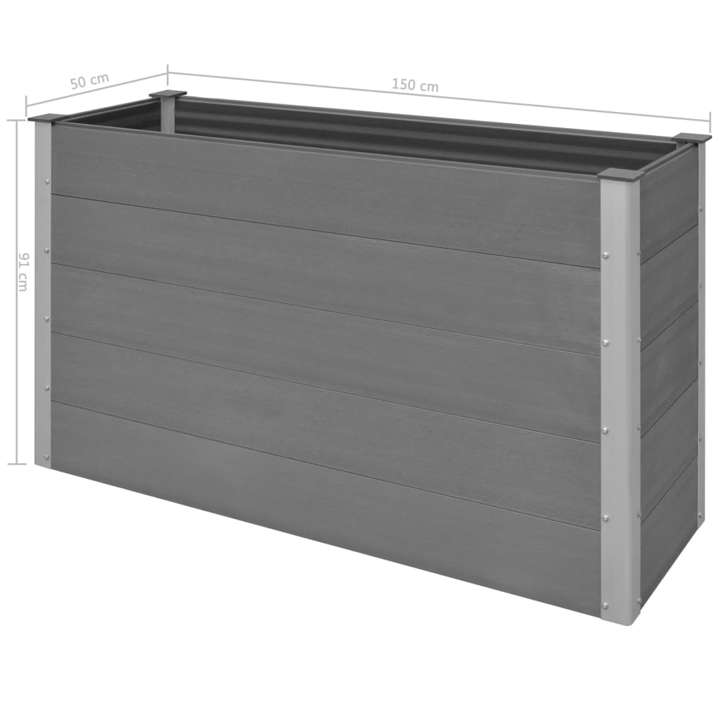 Garden raised flower box WPC 150x50x91 cm grey