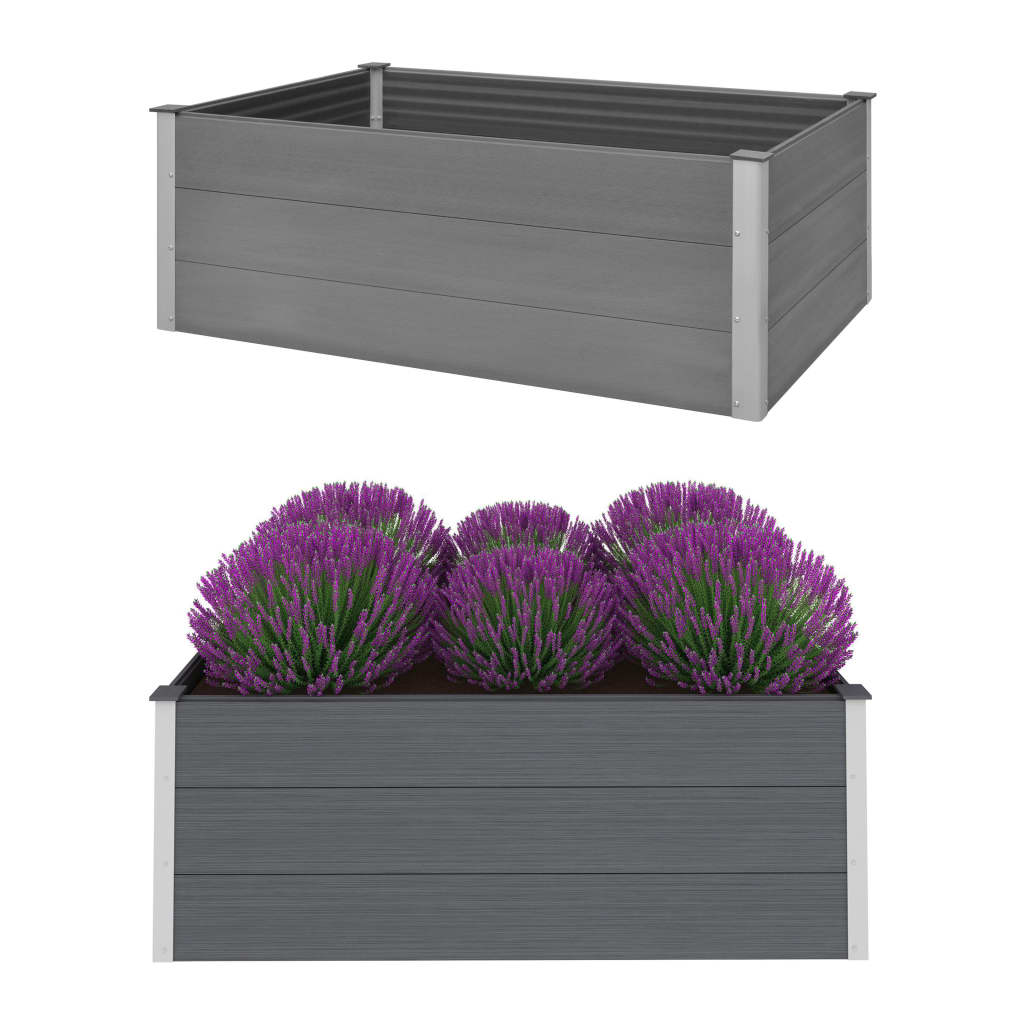 Garden raised flower box WPC 150x100x54 cm grey