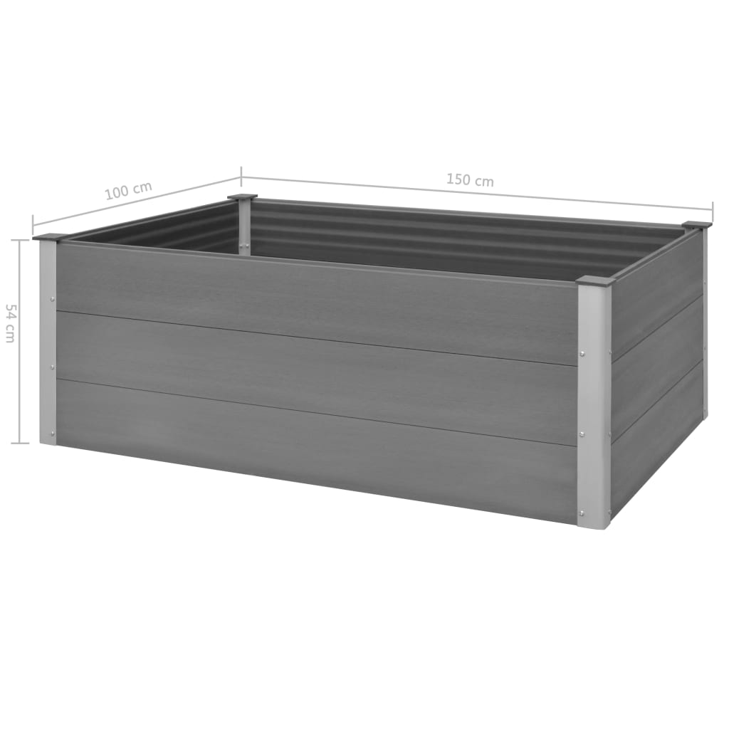 Garden raised flower box WPC 150x100x54 cm grey