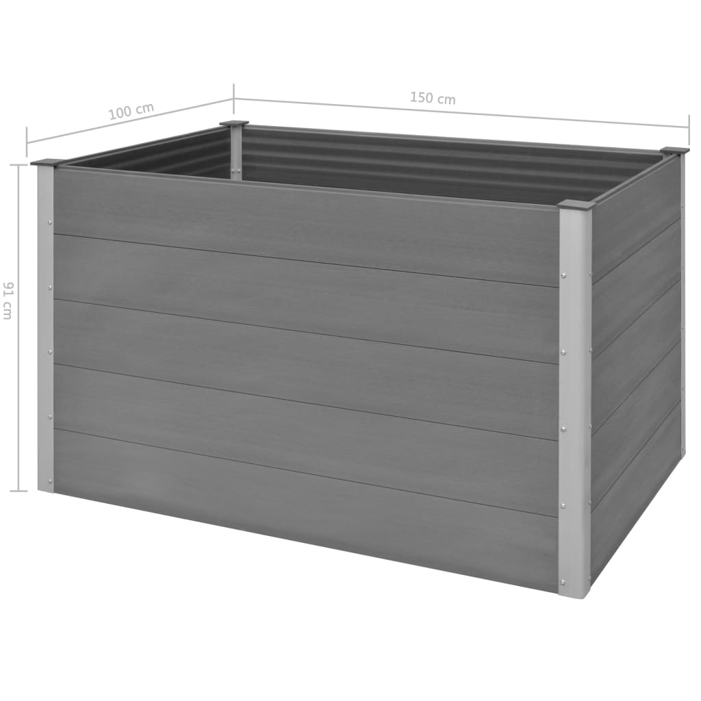 Garden Raised Planter WPC 150x100x91 cm Grey