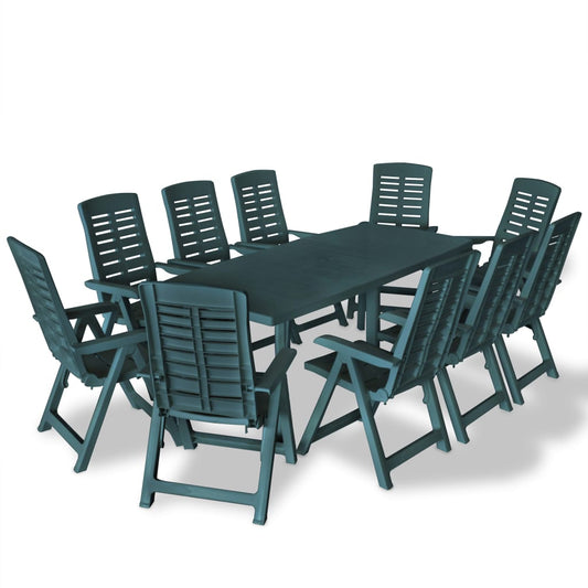 11-piece outdoor dining set plastic green