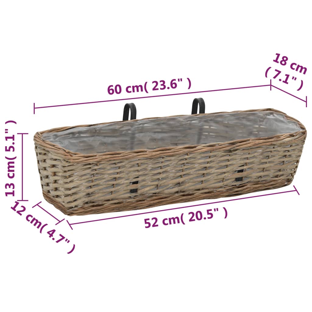 Balkon-Blumenkasten 2 Stk. Weide PE-Futter 60 cm