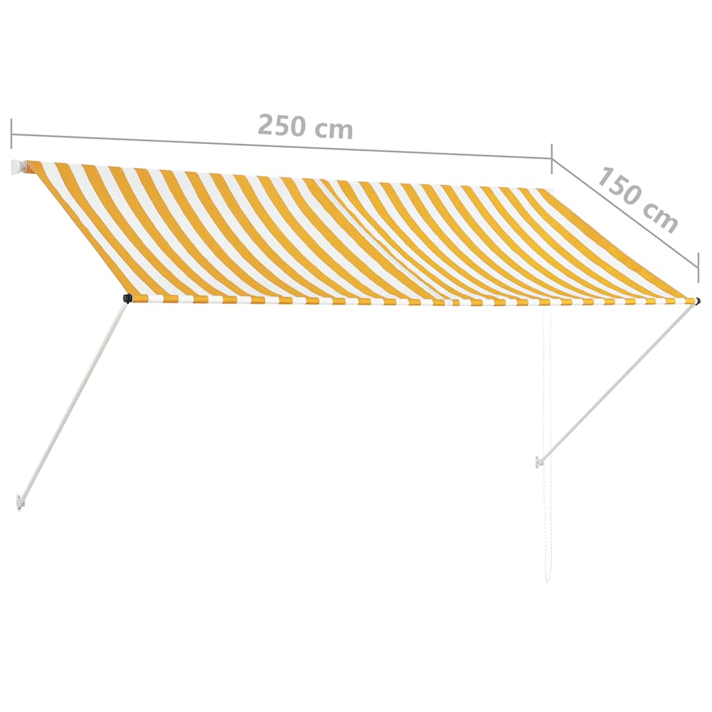 Sisäänkelattava markiisi 250x150 cm keltainen ja valkoinen