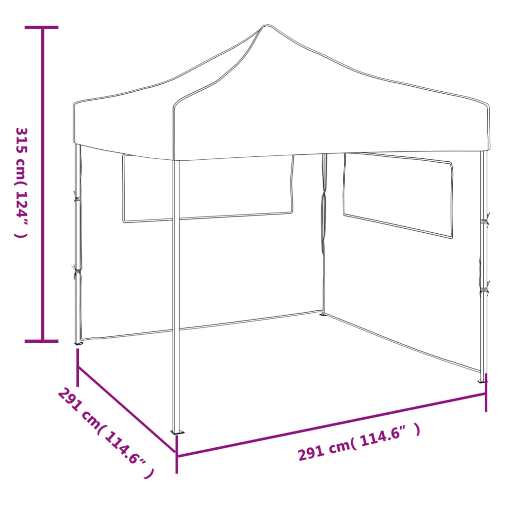 Kokoontaitettava juhlateltta 2 seinää 3x3 m kerma