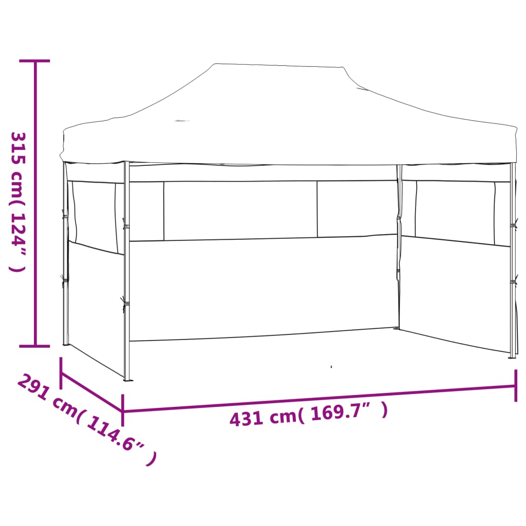 kokoontaitettava teltta 3:lla seinällä 3x4,5 m sininen