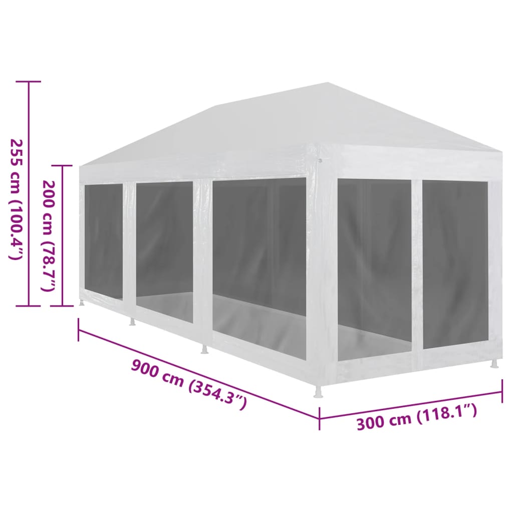 Juhlateltta 8 verkkosivuseinää 9x3 m