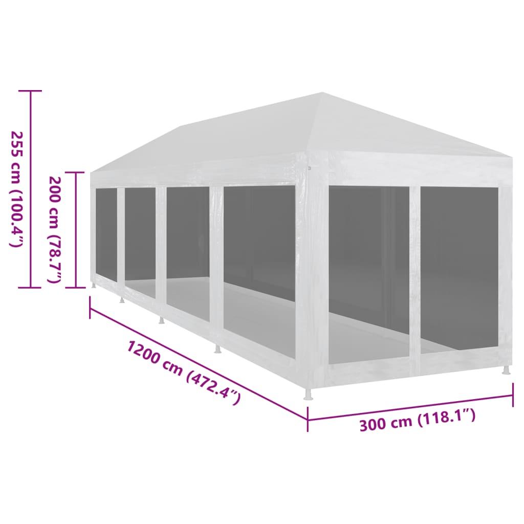 Juhlateltta 10 verkkosivuseinää 12x3 m