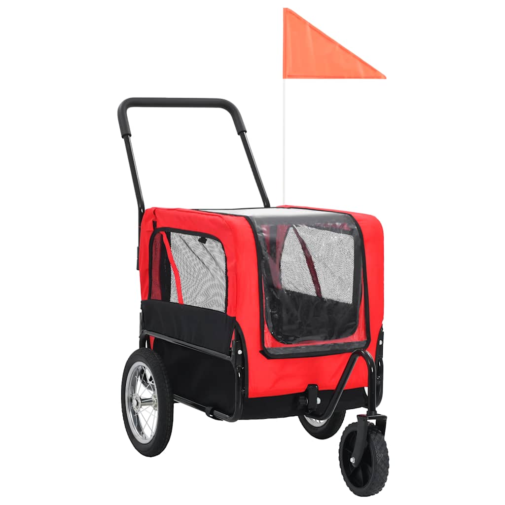 2-in-1 pet cart for bike/jogger red and black