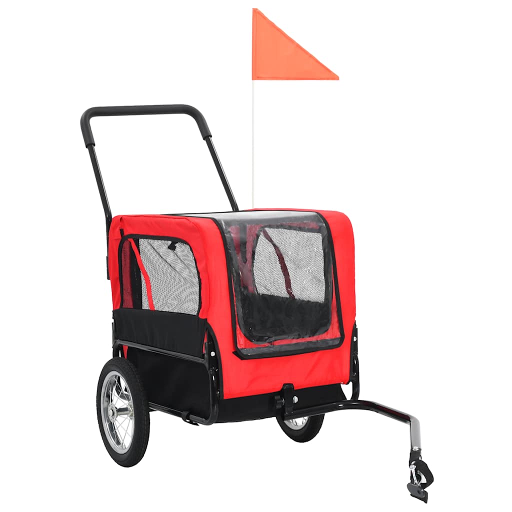 2-in-1 pet cart for bike/jogger red and black