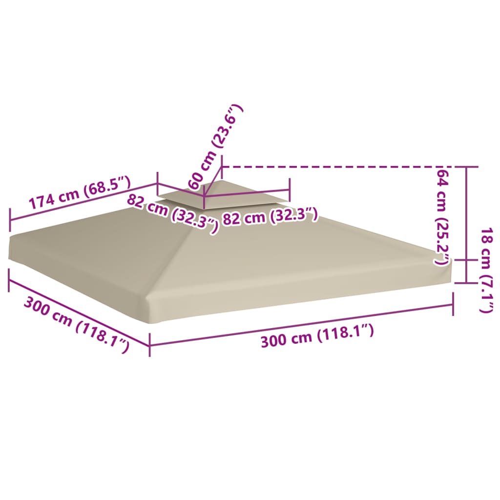 Huvimajan vaihtokatto 310 g/m² Vihreä 3 x 3 m