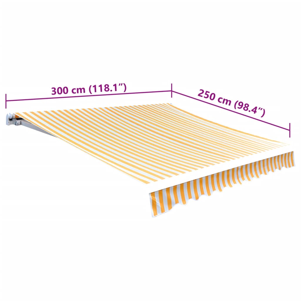 Markiisi-/aurinkovarjo auringonkukan keltainen/valkoinen 3x2,5m