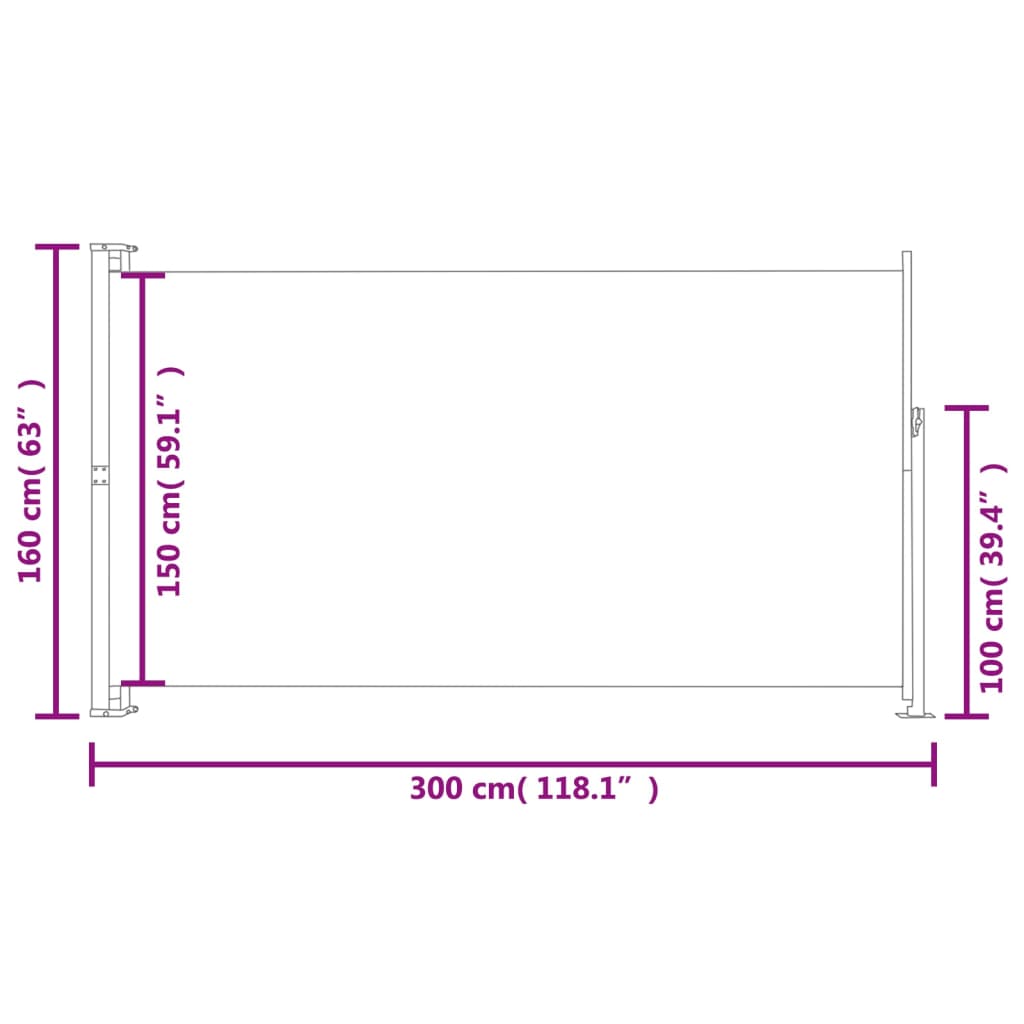 Sivumarkiisi terassille 160 x 300 cm sininen