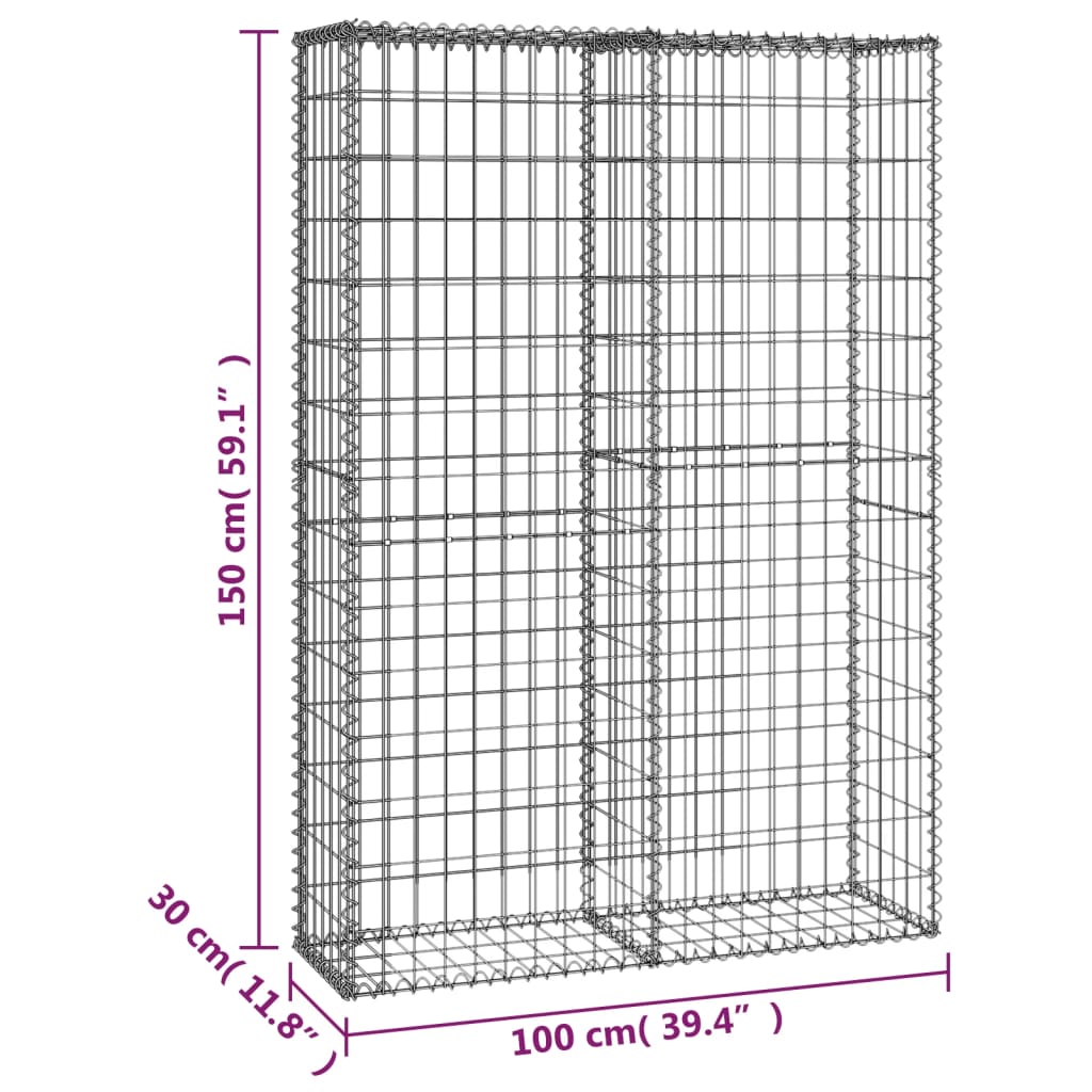 Gabion/kivikori kansilla galvanoitu vaijeri 150x100x30 cm