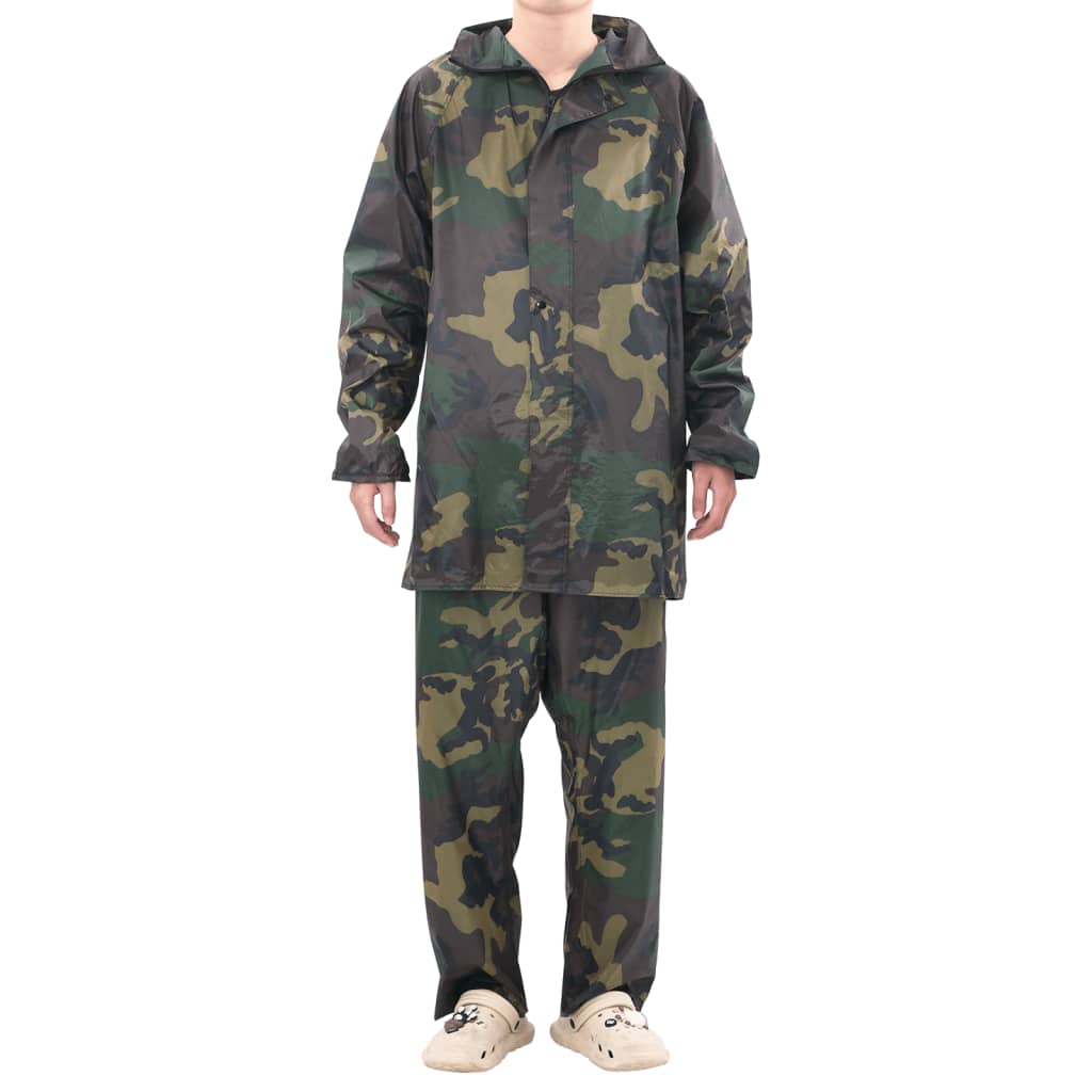 Men's Camouflage 2-Piece Rain Suit with Hood M