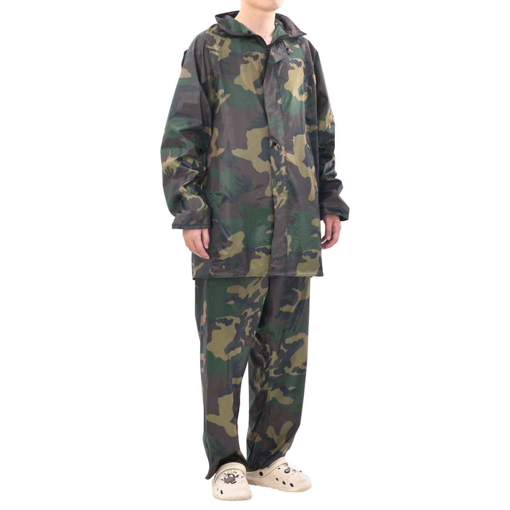 Men's Camouflage 2-Piece Rain Suit with Hood M