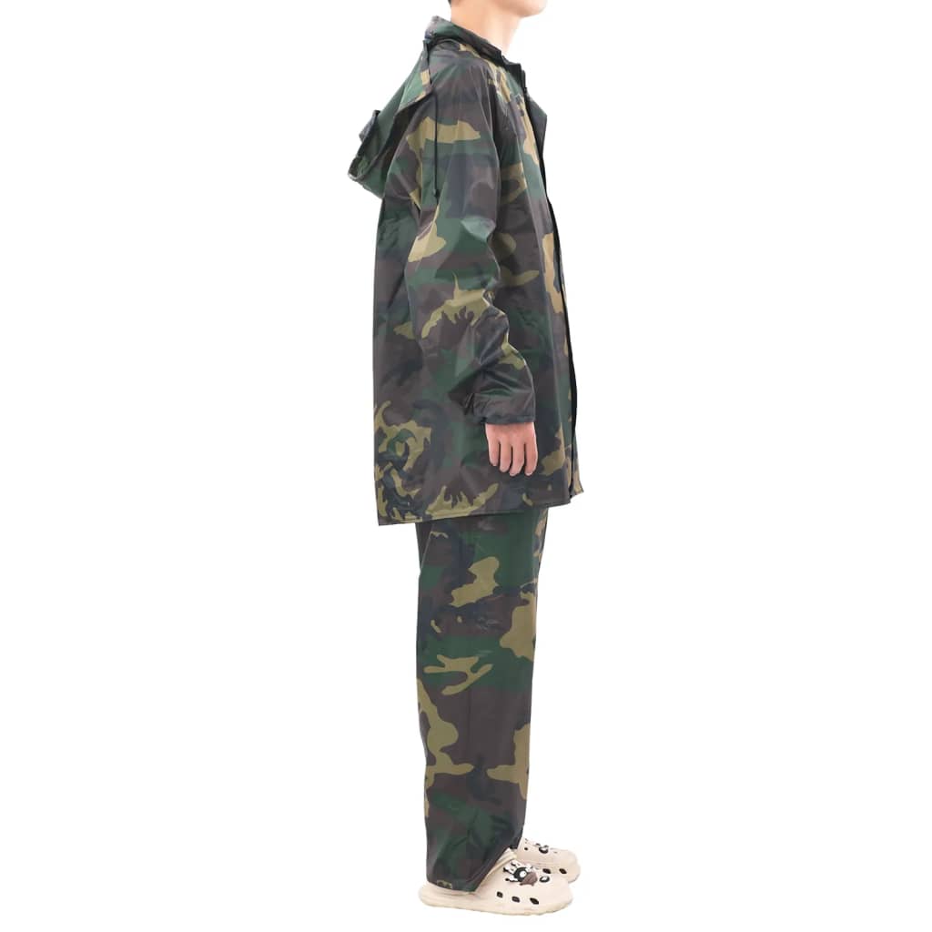 Men's Camouflage 2-Piece Rain Suit with Hood M