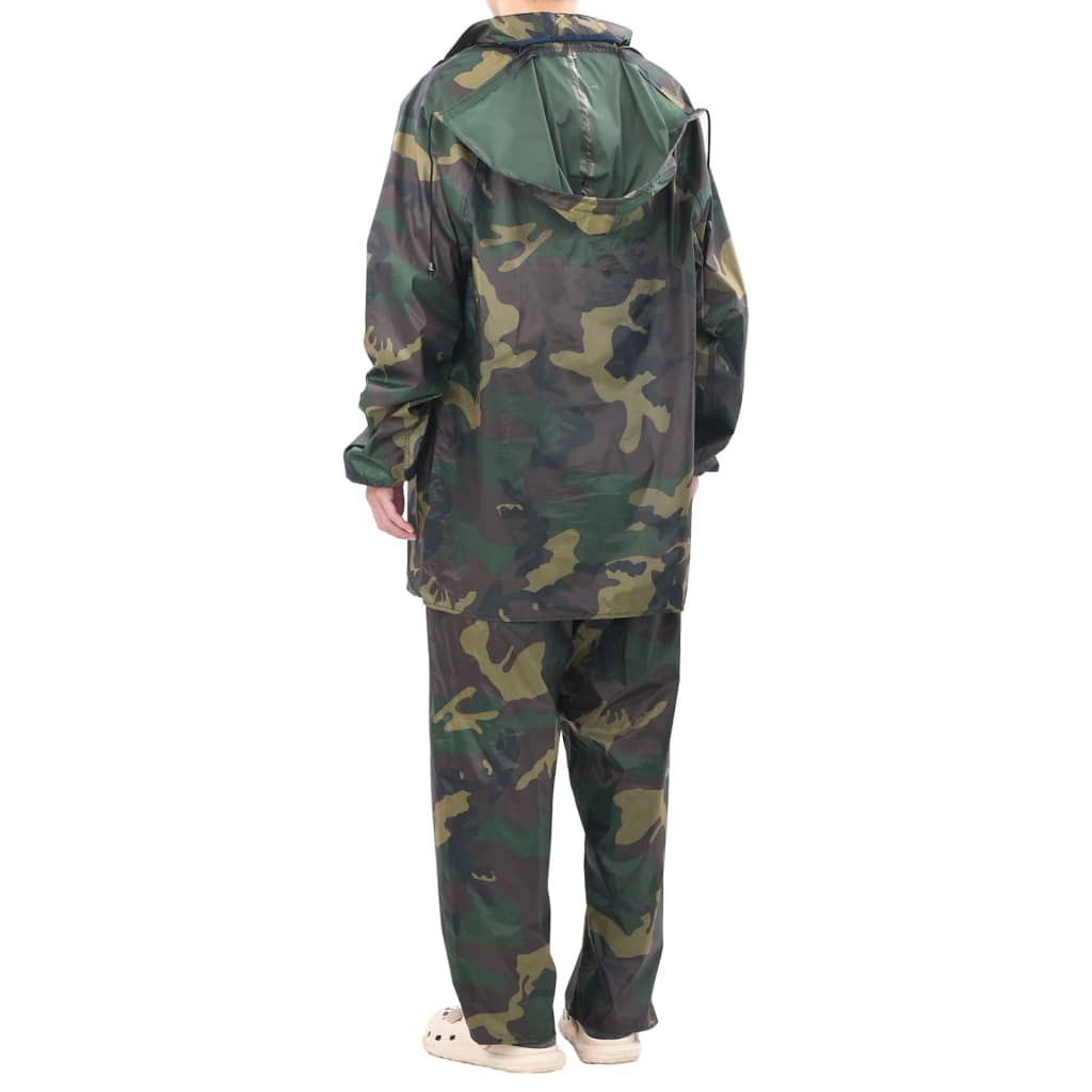 Men's Camouflage 2-Piece Rain Suit with Hood M