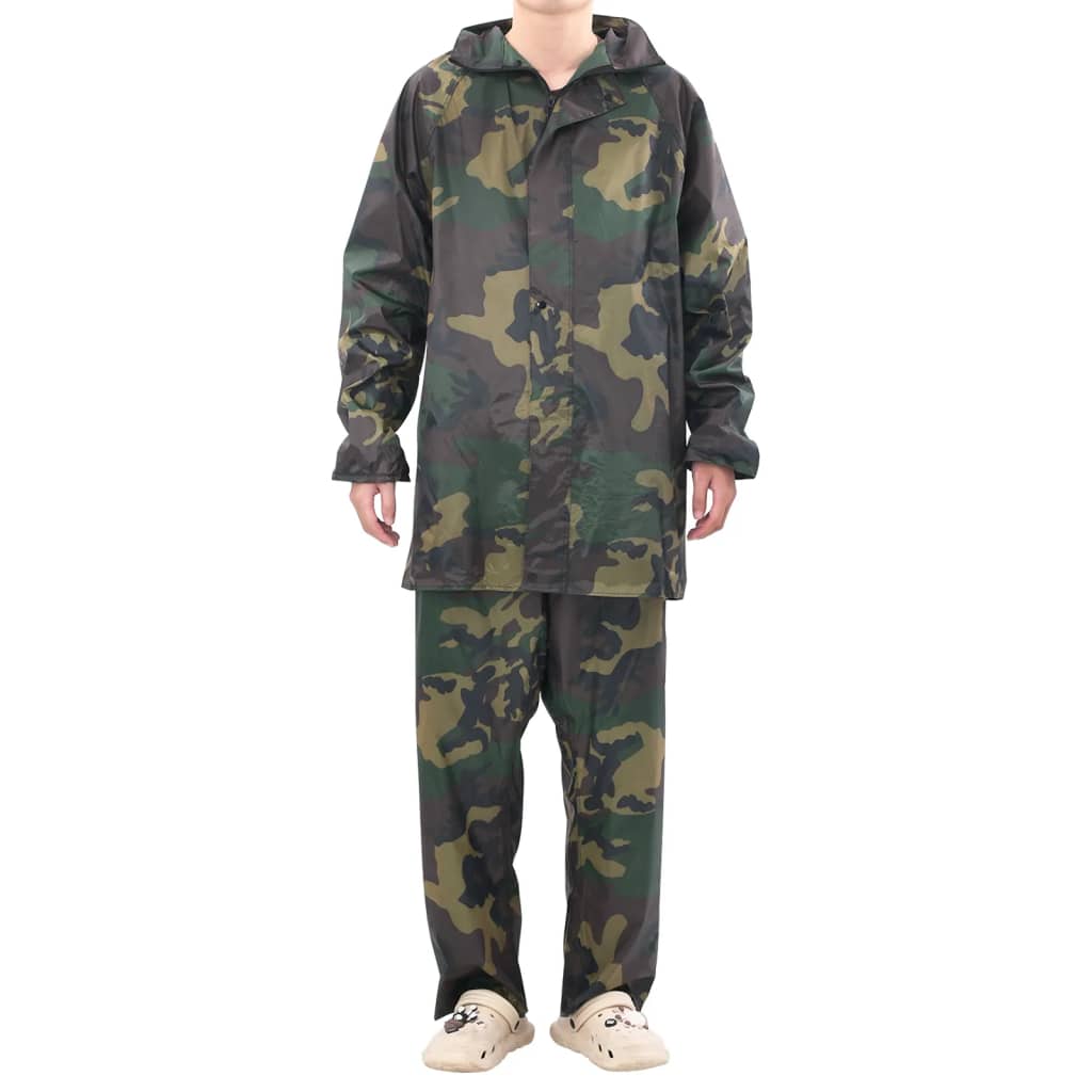 Men's Camouflage 2-Piece Rain Suit with Hood XL