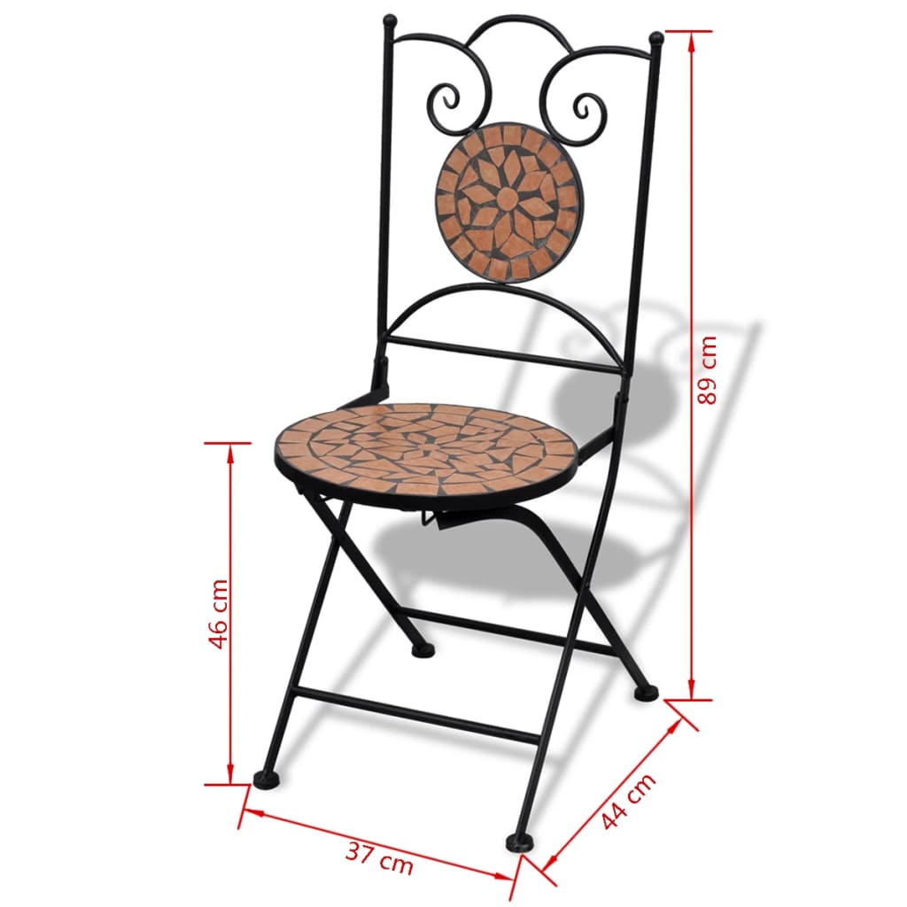 3-osainen Bistrokalustesarja mosaiikki terrakotta