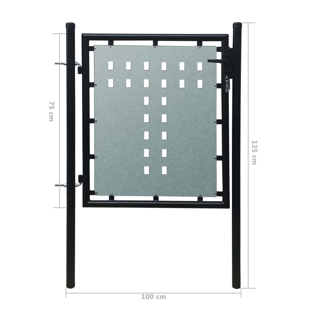 Yksiovinen Aitaportti musta 100 x 125 cm