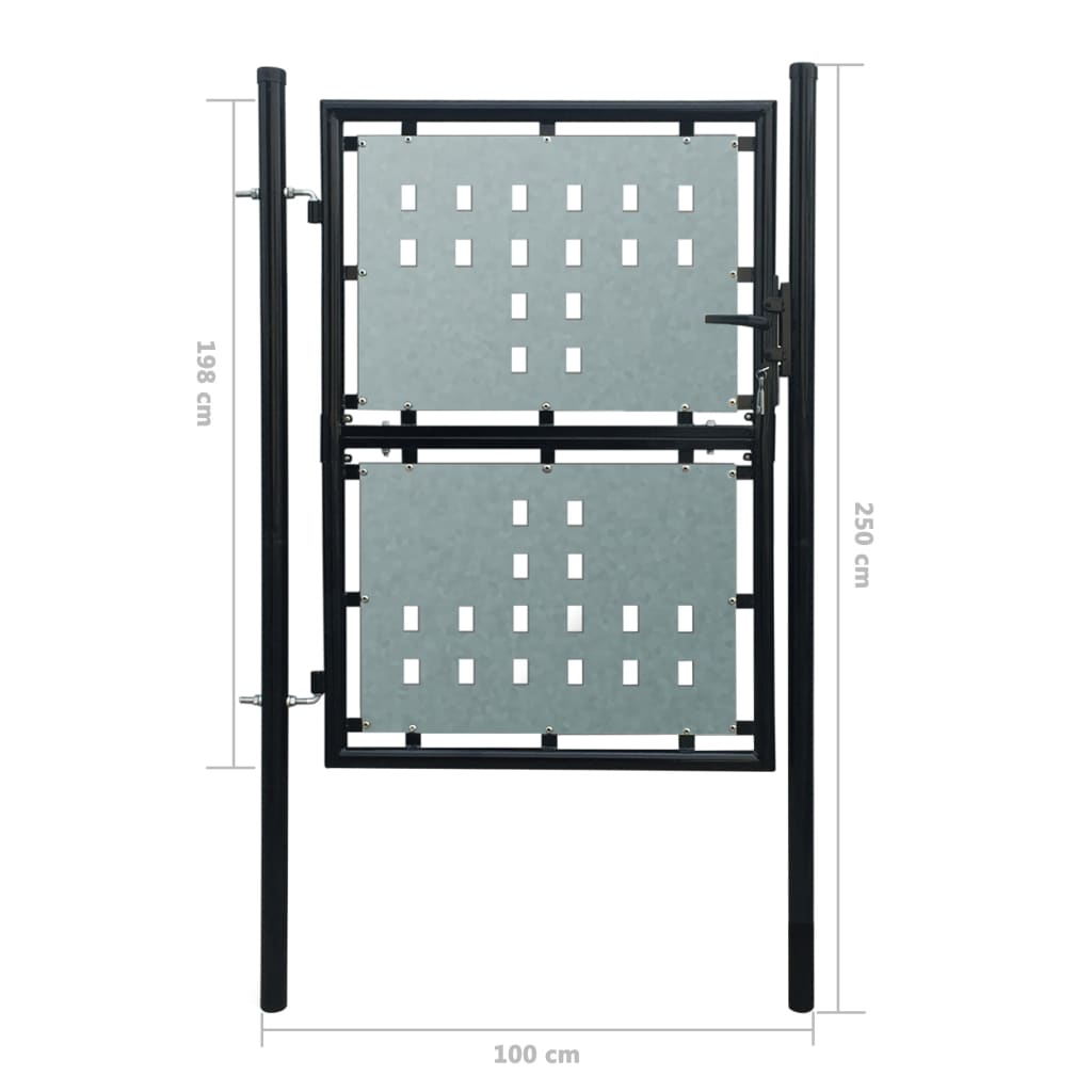 Yksiovinen Aitaportti musta 100 x 250 cm