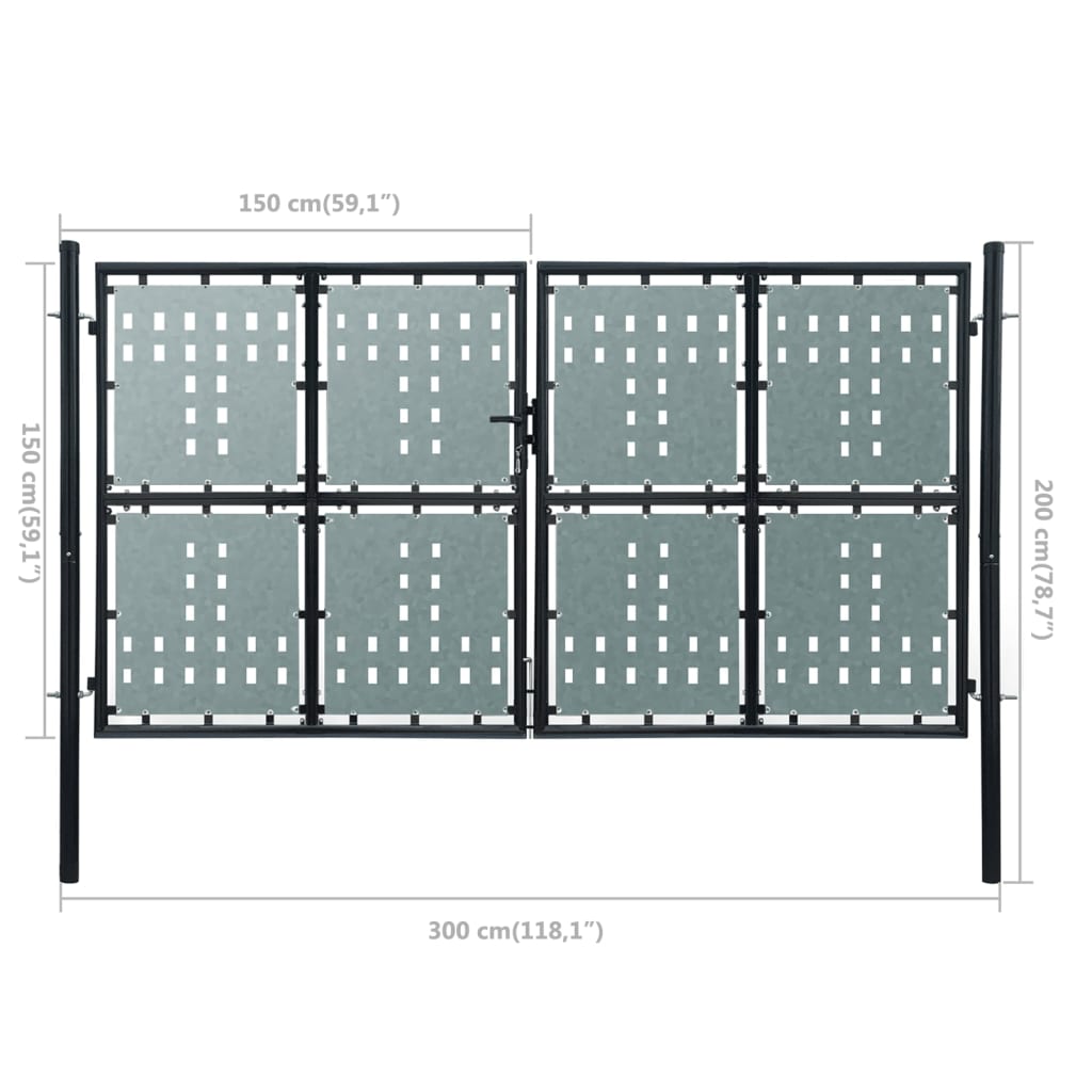 Yksiovinen Aitaportti musta 300 x 200 cm