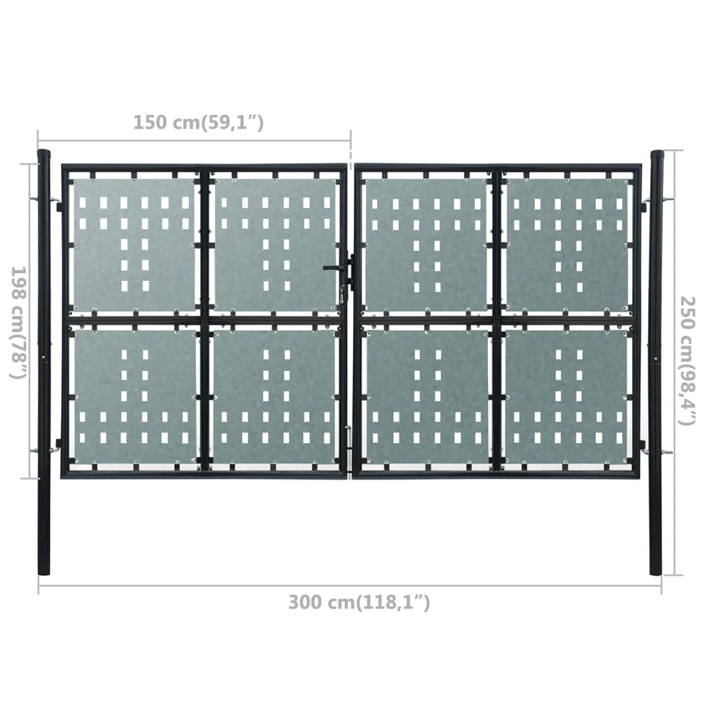 Yksiovinen Aitaportti musta 300 x 250 cm