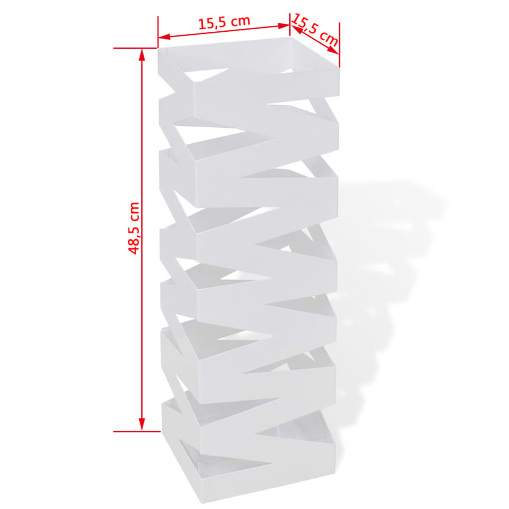 Valkoinen Neliö Sateenvarjoteline Teräs 48,5 cm