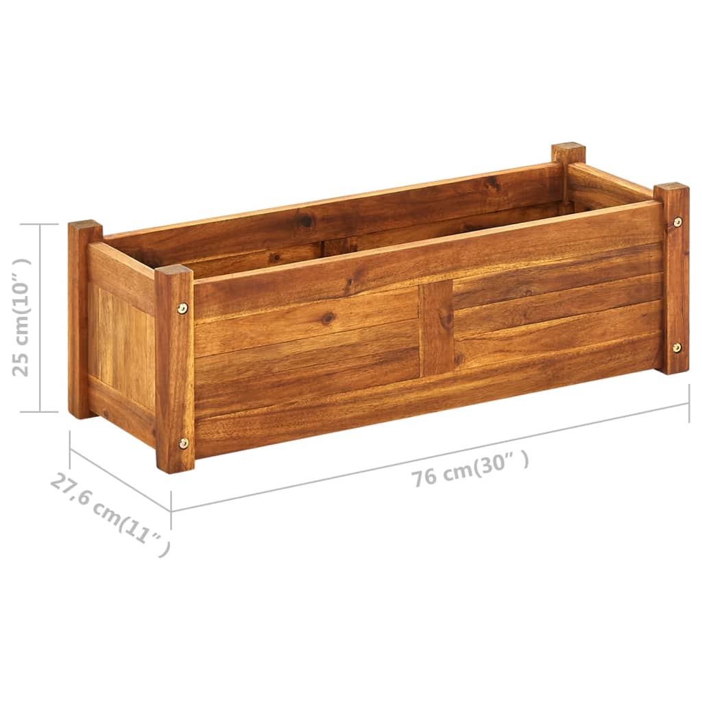 Garden raised flower box acacia wood 76x27.6x25 cm