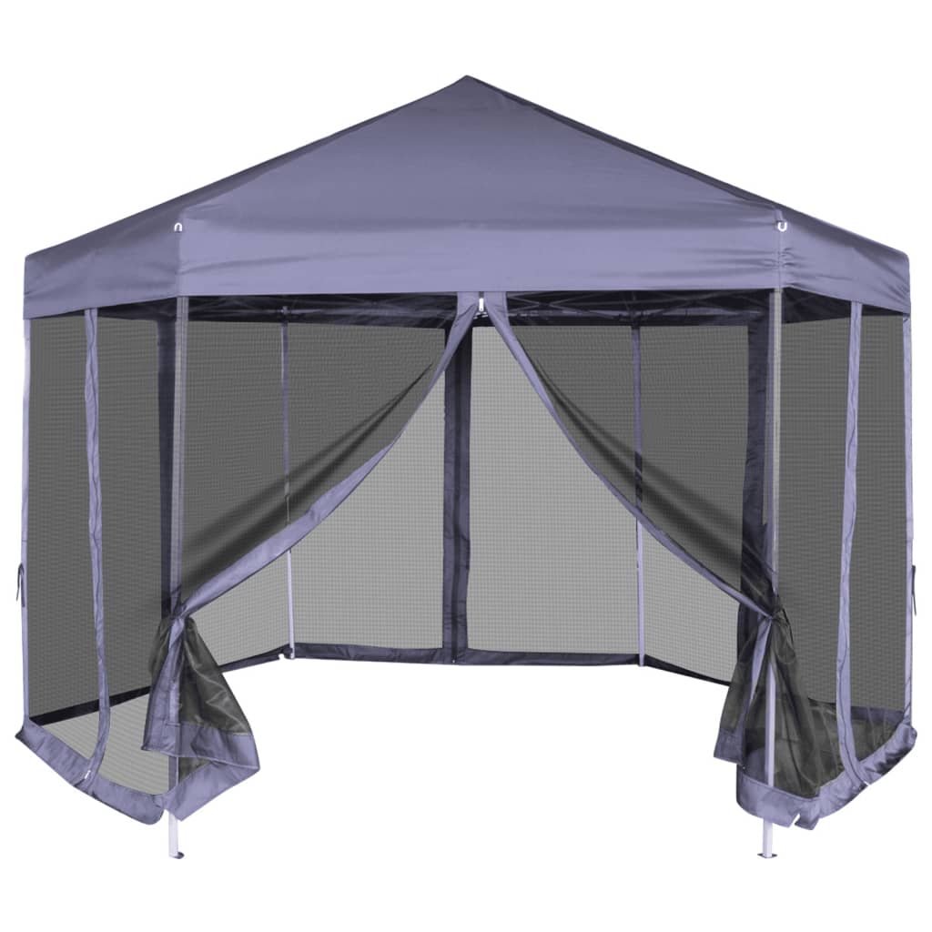 Hexagonal Pop-up Party Tent 6 Walls Blue 3.6x3.1 m