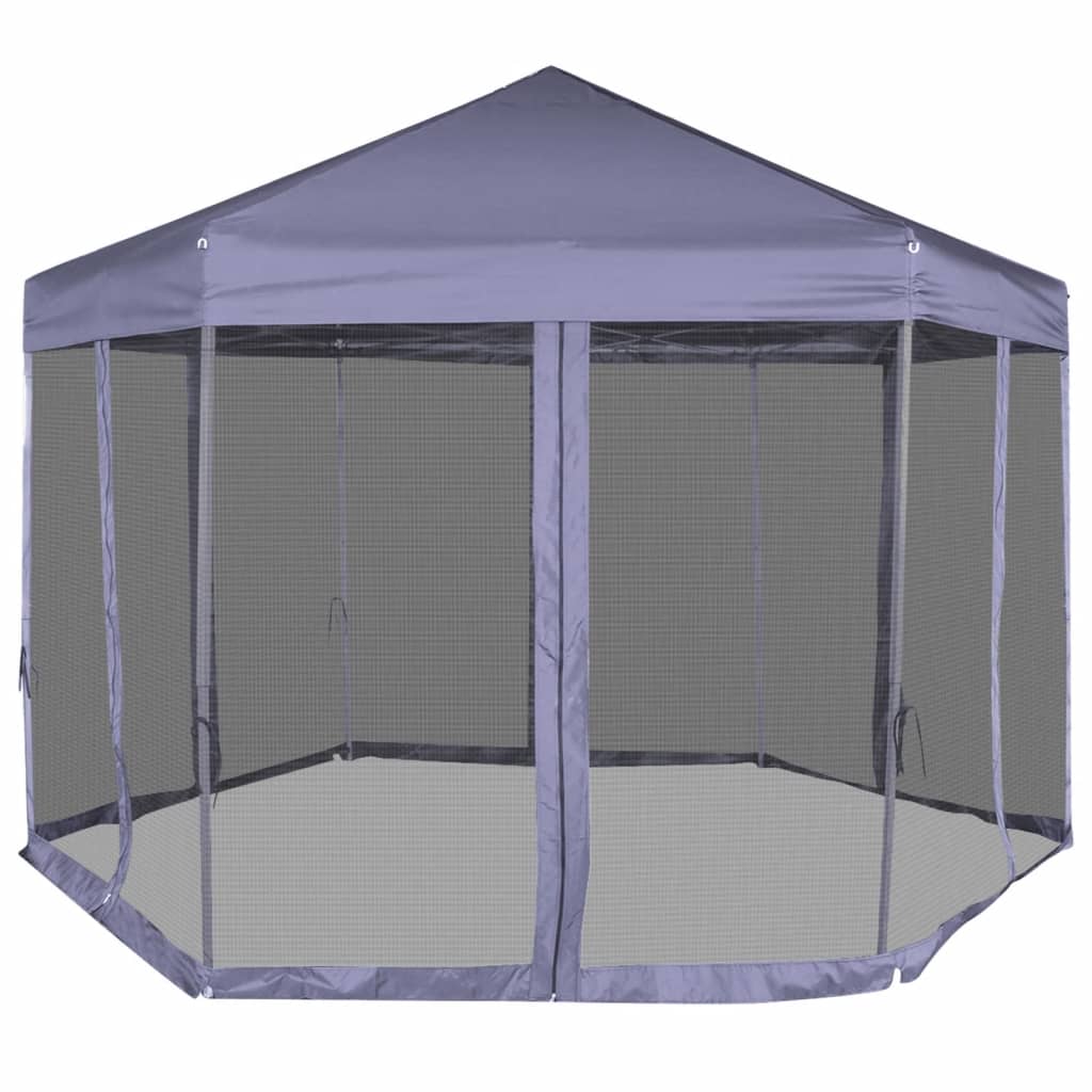 Hexagonal Pop-up Party Tent 6 Walls Blue 3.6x3.1 m