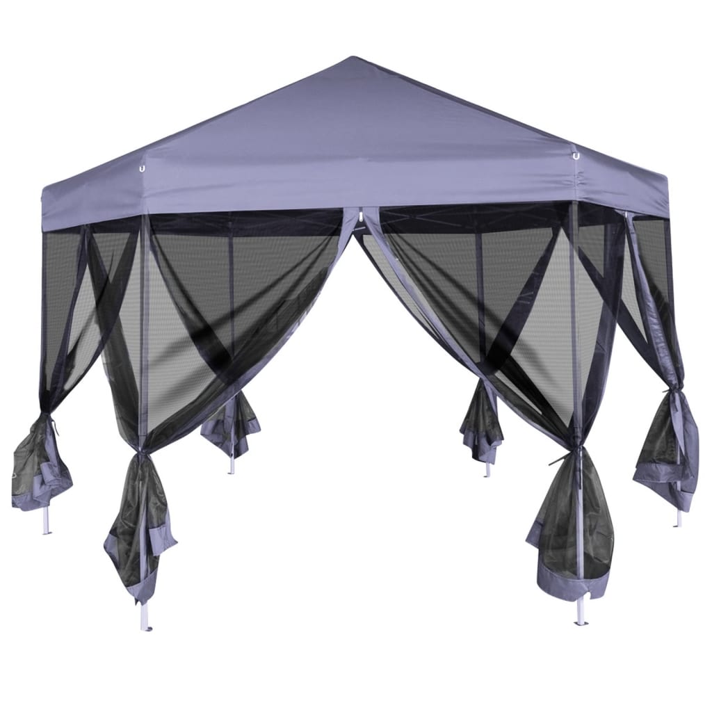 Hexagonal Pop-up Party Tent 6 Walls Blue 3.6x3.1 m