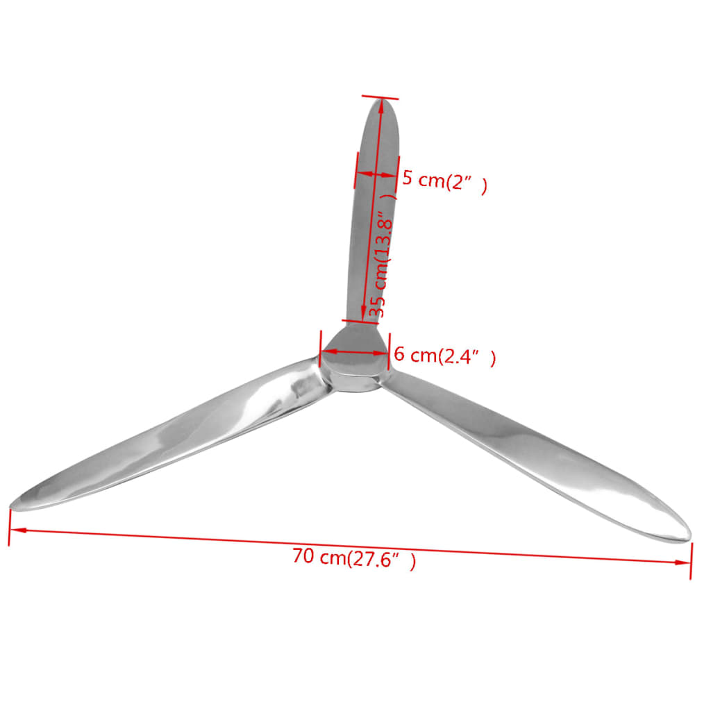 Seinäkiinnitettävä potkuri alumiini hopea 70 cm