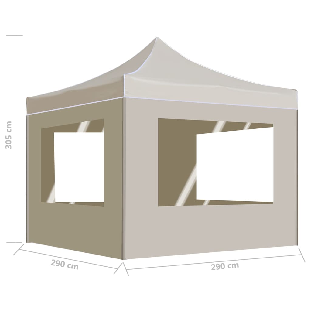 Kokoontaittuva juhlateltta seinillä alumiini 3x3 m kerma