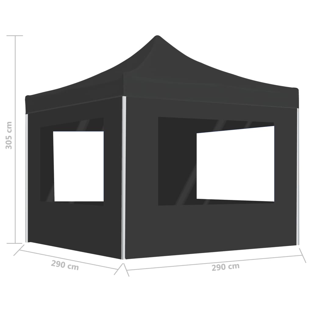 Kokoontaittuva juhlateltta seinillä alumiini 3x3 m antrasiitti