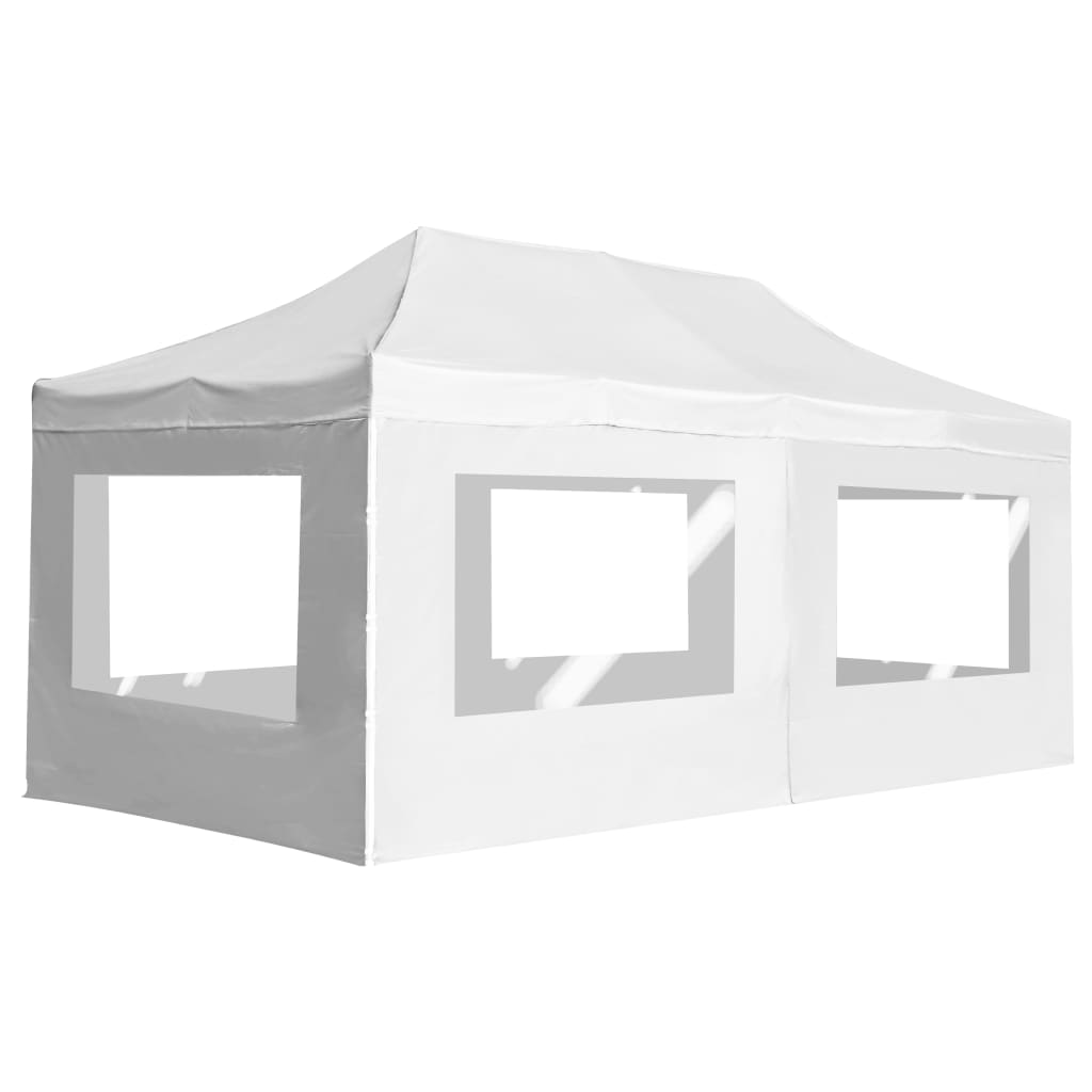 Folding party tent with walls, aluminum, 6x3 m, white