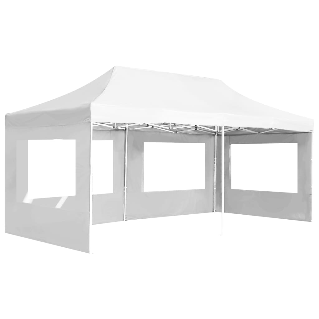 Folding party tent with walls, aluminum, 6x3 m, white